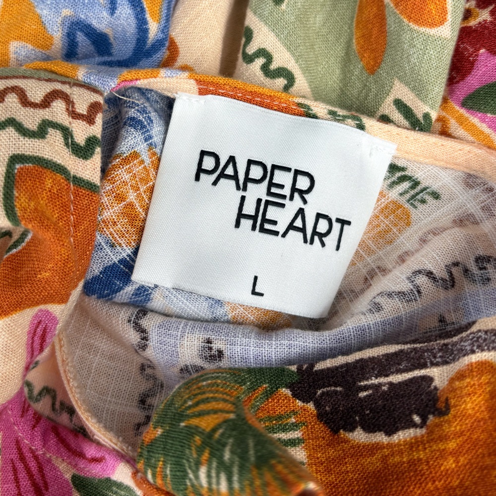 Paper Heart Anthropologie Linen Blend Floral Post Card Maxi Dress - Picture 7 of 9